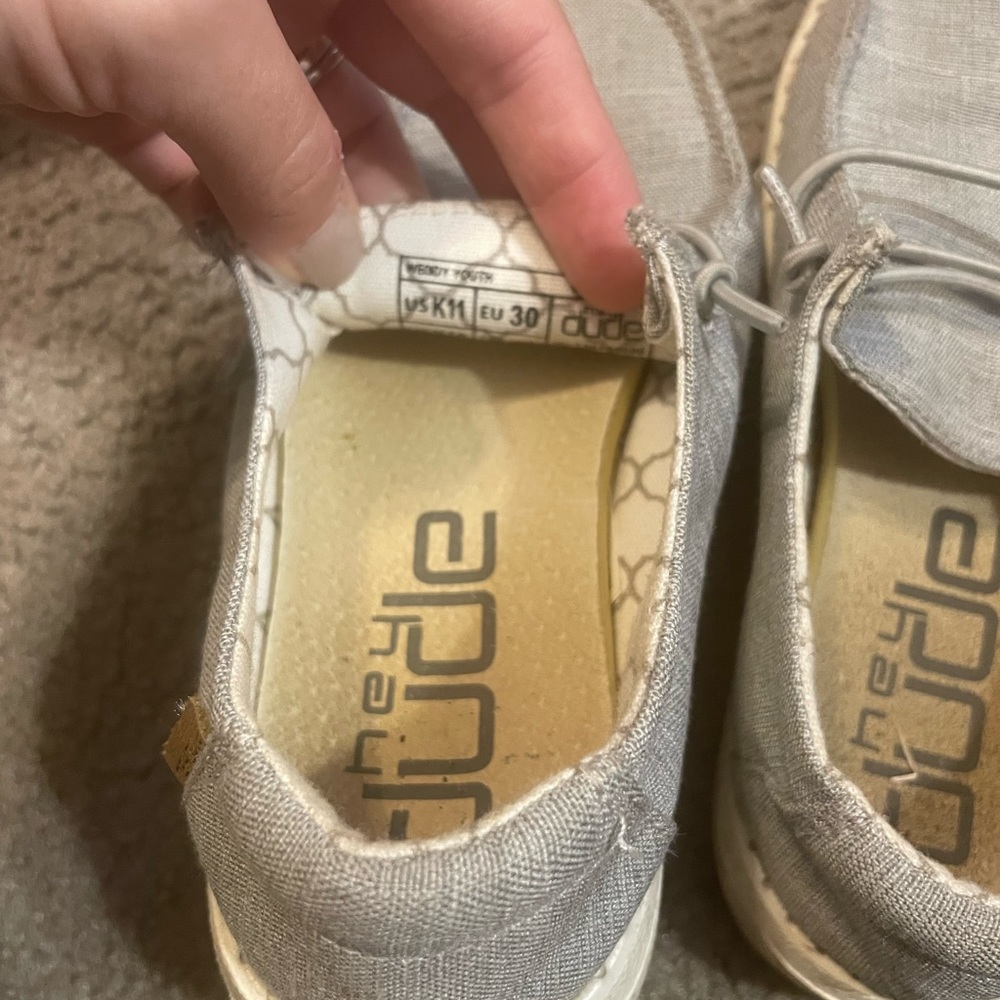 Gray hey dudes size 11